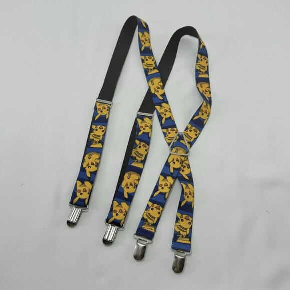 Nintendo Other - Nintendo Pokemon Pikachu Men Suspenders Clips Patterned Game Gamer Anime Costume